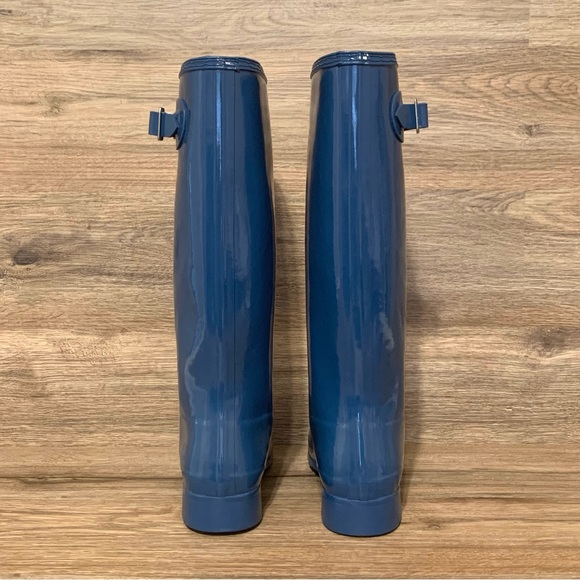Hunter Original Tour Gloss Blue Rain Boots Sz- 6 - Picture 5 of 8